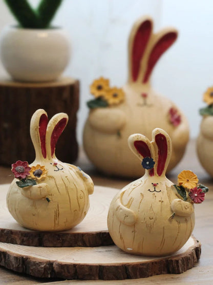 Resin Cartoon Garlic Rabbit Car Ornament Micro Landscape Bonsai Decoration Desktop Creative Trinket Home Accessories Figurines