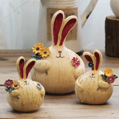 Resin Cartoon Garlic Rabbit Car Ornament Micro Landscape Bonsai Decoration Desktop Creative Trinket Home Accessories Figurines