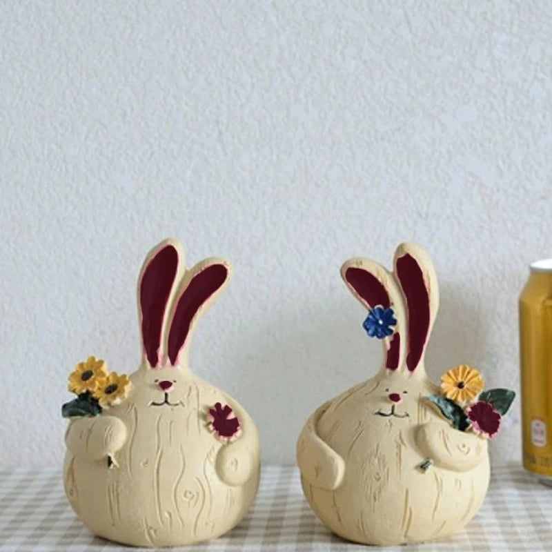 Resin Cartoon Garlic Rabbit Car Ornament Micro Landscape Bonsai Decoration Desktop Creative Trinket Home Accessories Figurines