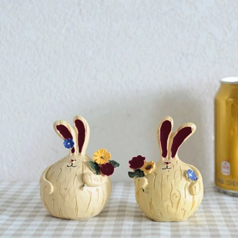 Resin Cartoon Garlic Rabbit Car Ornament Micro Landscape Bonsai Decoration Desktop Creative Trinket Home Accessories Figurines