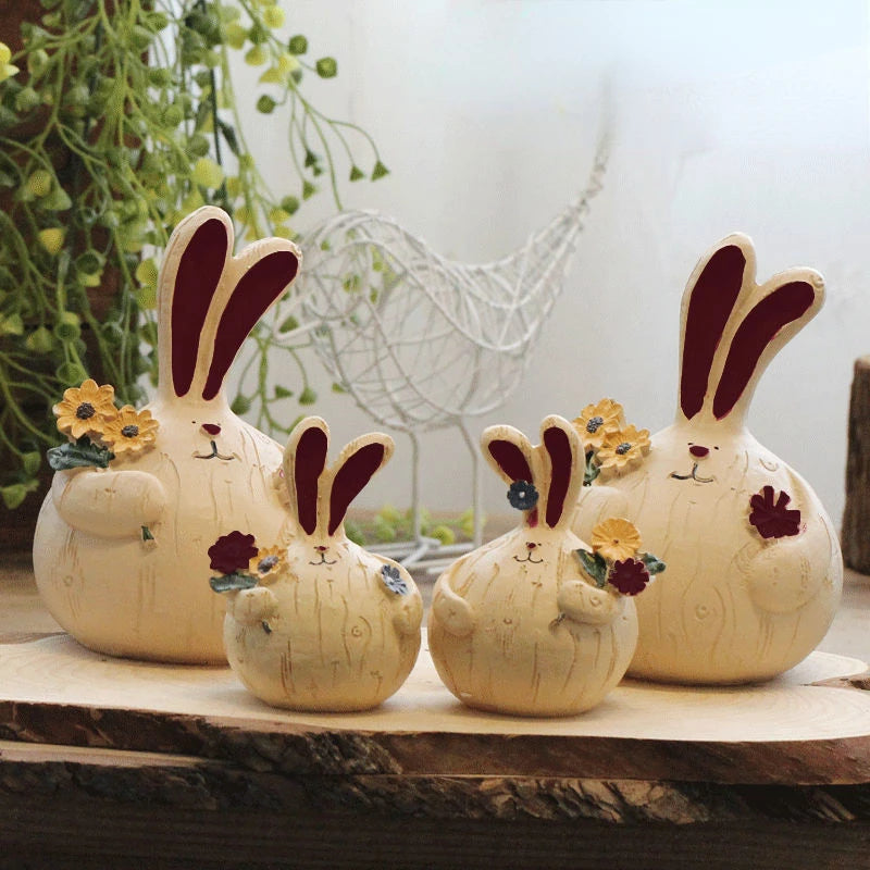 Resin Cartoon Garlic Rabbit Car Ornament Micro Landscape Bonsai Decoration Desktop Creative Trinket Home Accessories Figurines