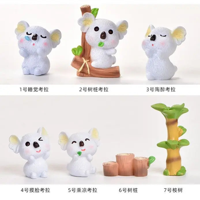 Resin Cartoon Koala Car Ornaments Micro Landscape Bonsai Decoration Desktop Creative Trinket Home Accessories Figurines