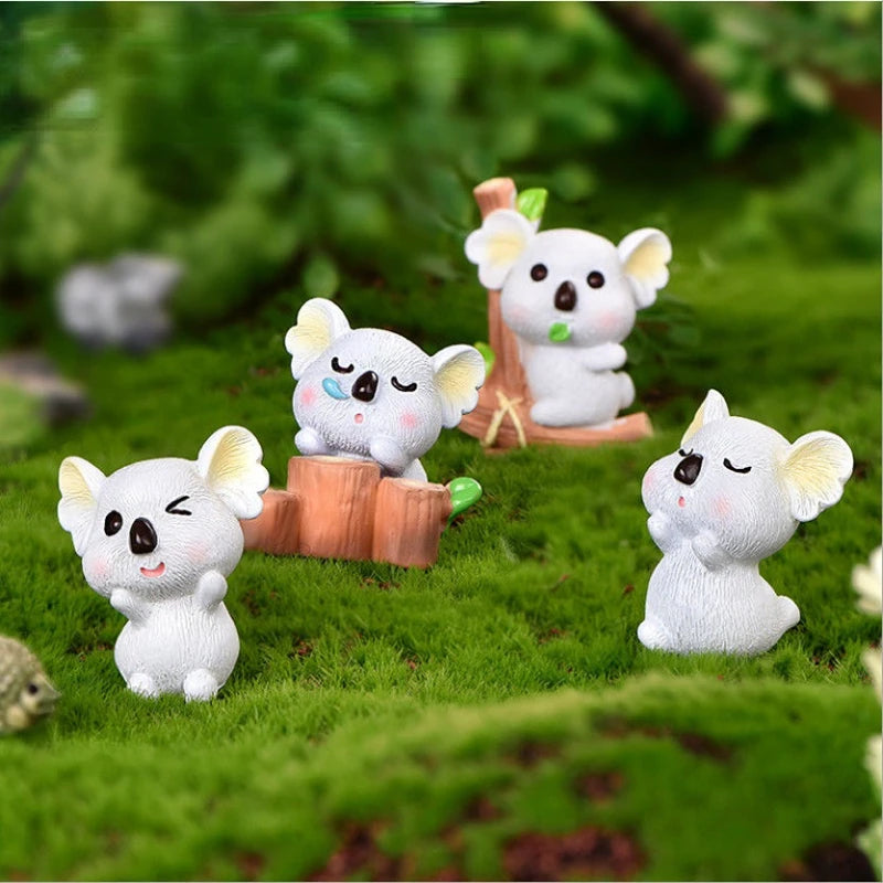 Resin Cartoon Koala Car Ornaments Micro Landscape Bonsai Decoration Desktop Creative Trinket Home Accessories Figurines