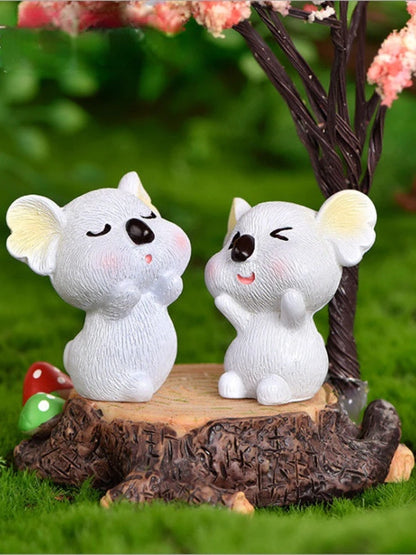 Resin Cartoon Koala Car Ornaments Micro Landscape Bonsai Decoration Desktop Creative Trinket Home Accessories Figurines