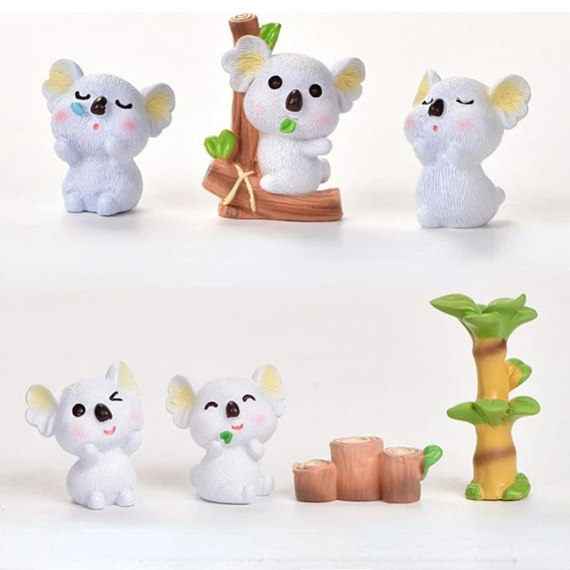 Resin Cartoon Koala Car Ornaments Micro Landscape Bonsai Decoration Desktop Creative Trinket Home Accessories Figurines