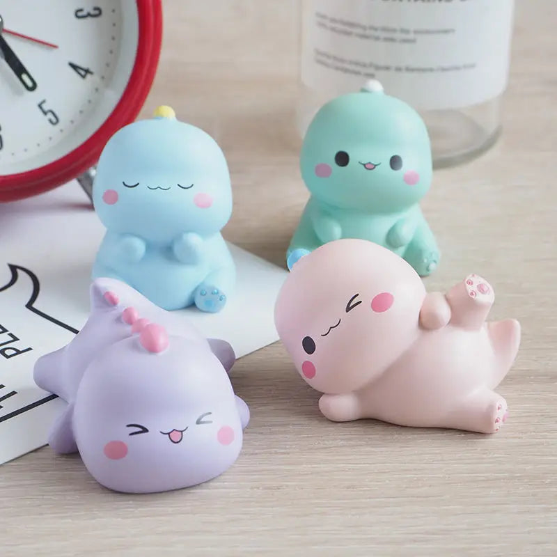 Resin Cartoon Little Dinosaur Car Ornament Micro Landscape Bonsai Decoration Desktop Creative Trinket Home Accessories Figurines