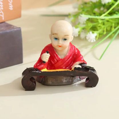 Resin Cartoon Little Monk Car Ornament Micro Landscape Bonsai Decoration Desktop Creative Trinket Home Accessories Figurines