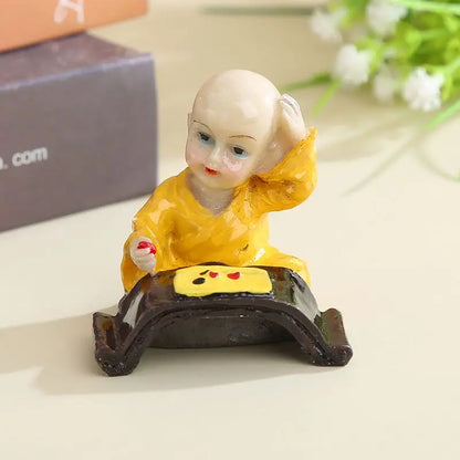 Resin Cartoon Little Monk Car Ornament Micro Landscape Bonsai Decoration Desktop Creative Trinket Home Accessories Figurines