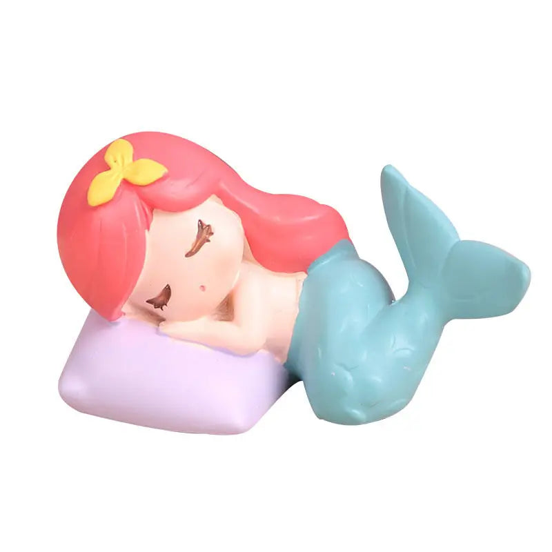 Resin Cartoon Mermaid Car Ornament Micro Landscape Bonsai Decoration Desktop Creative Trinket Home Accessories Figurines