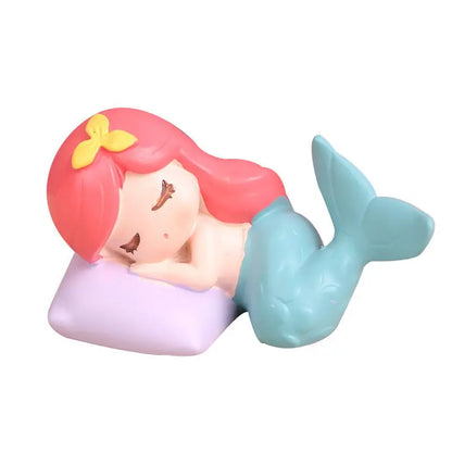 Resin Cartoon Mermaid Car Ornament Micro Landscape Bonsai Decoration Desktop Creative Trinket Home Accessories Figurines