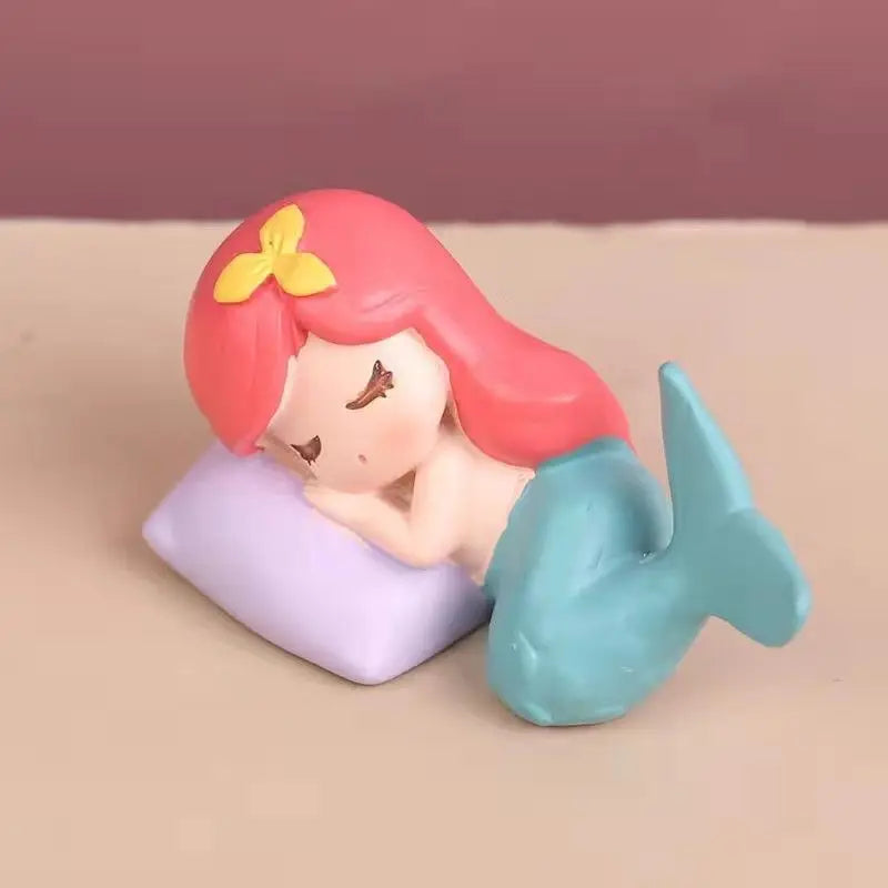 Resin Cartoon Mermaid Car Ornament Micro Landscape Bonsai Decoration Desktop Creative Trinket Home Accessories Figurines