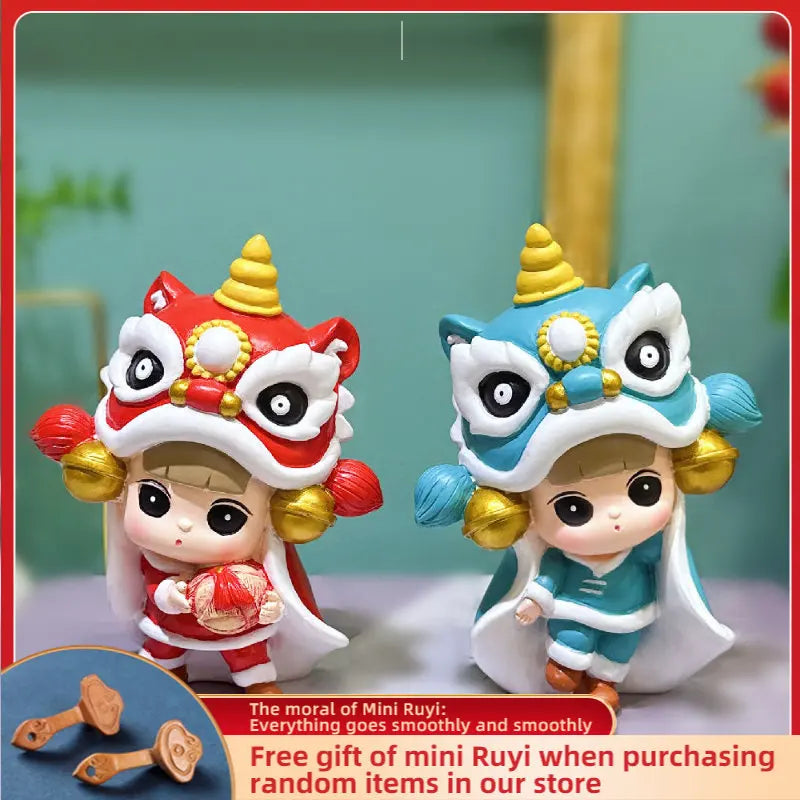 Resin Cartoon Originality Tigon Girl Car Ornament Micro Landscape Bonsai Decoration Desktop Creative Trinket Home Accessories