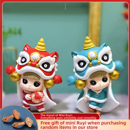 Resin Cartoon Originality Tigon Girl Car Ornament Micro Landscape Bonsai Decoration Desktop Creative Trinket Home Accessories