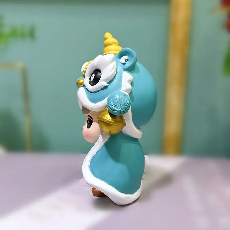 Resin Cartoon Originality Tigon Girl Car Ornament Micro Landscape Bonsai Decoration Desktop Creative Trinket Home Accessories