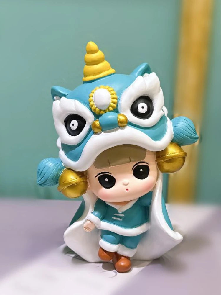 Resin Cartoon Originality Tigon Girl Car Ornament Micro Landscape Bonsai Decoration Desktop Creative Trinket Home Accessories