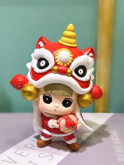 Resin Cartoon Originality Tigon Girl Car Ornament Micro Landscape Bonsai Decoration Desktop Creative Trinket Home Accessories