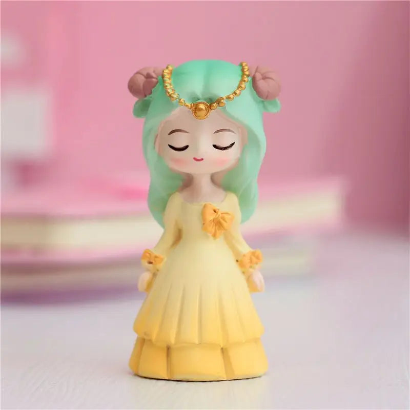 Resin Cartoon Pretty Princess Car Ornament Micro Landscape Bonsai Decoration Desktop Creative Trinket Home Accessories Figurines