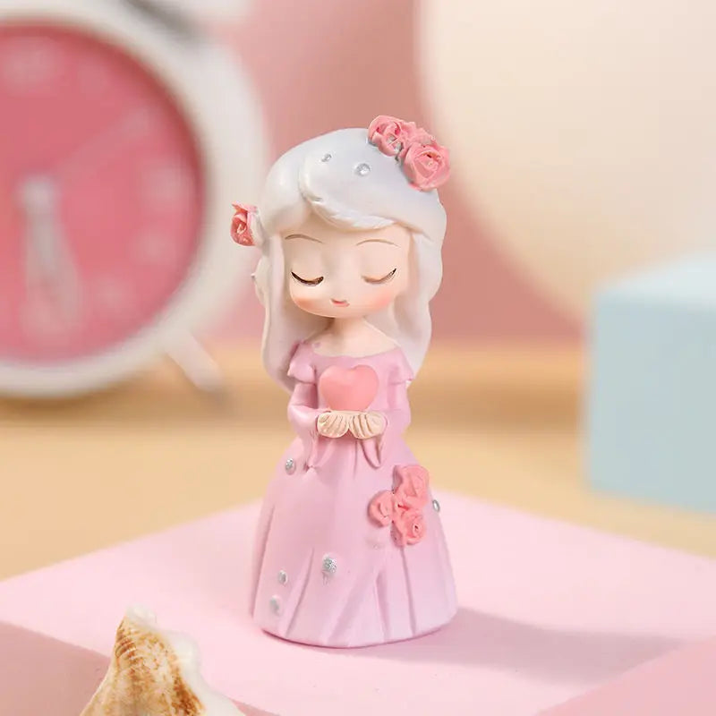 Resin Cartoon Pretty Princess Car Ornament Micro Landscape Bonsai Decoration Desktop Creative Trinket Home Accessories Figurines