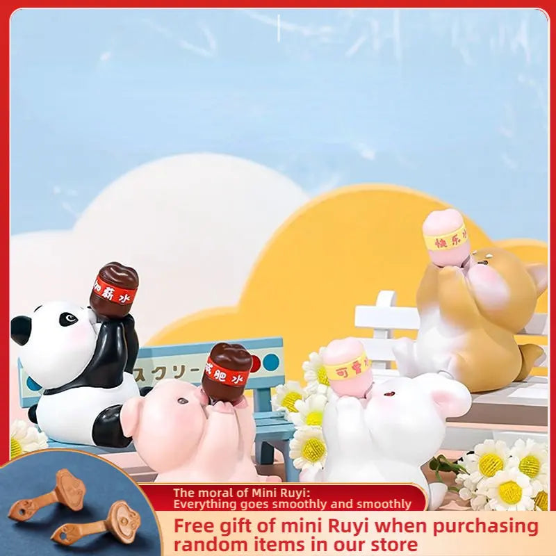 Resin Cartoon Small Animals That Drink Water Car Ornament Bonsai Decoration Desktop Creative Trinket Home Accessories Figurines