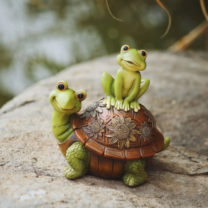 Resin Cute Animal Turtle, Frog Decorative Statue Creative Handmade Sculpture Home Room Office Outdoor Garden Decorations Gifts