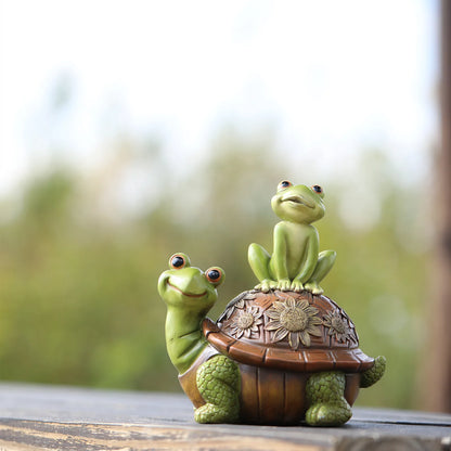 Resin Cute Animal Turtle, Frog Decorative Statue Creative Handmade Sculpture Home Room Office Outdoor Garden Decorations Gifts