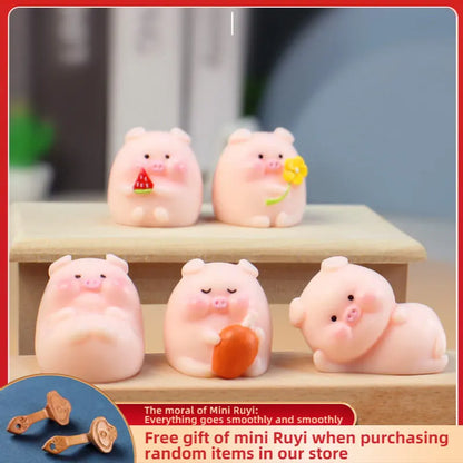 Resin Cute Cartoon Pig Car Ornaments Micro Landscape Bonsai Decoration Desktop Creative Trinket Home Accessories Figurines