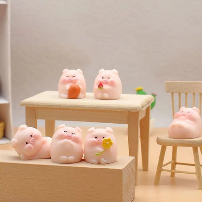 Resin Cute Cartoon Pig Car Ornaments Micro Landscape Bonsai Decoration Desktop Creative Trinket Home Accessories Figurines