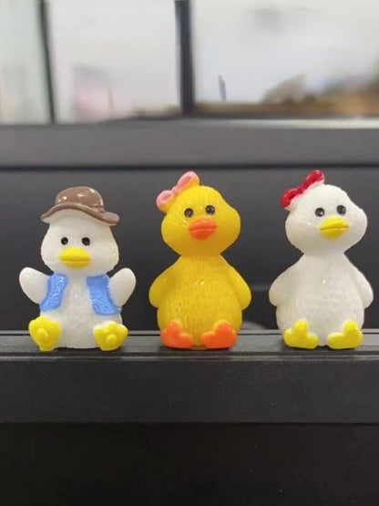 Resin Cute Duckling Car Ornaments Micro Landscape Bonsai Decoration Desktop Creative Trinket Home Accessories Figurines