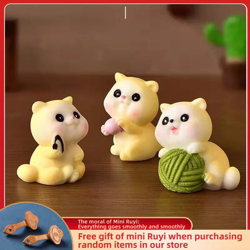 Resin Cute Naughty Cat Car Ornaments Micro Landscape Bonsai Decoration Desktop Creative Trinket Home Decoration Accessories