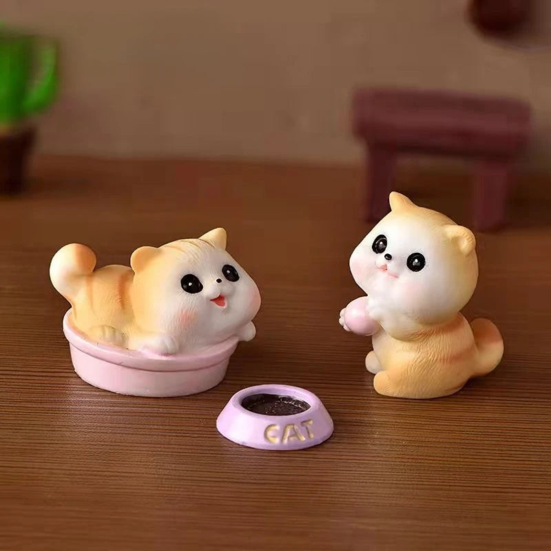 Resin Cute Naughty Cat Car Ornaments Micro Landscape Bonsai Decoration Desktop Creative Trinket Home Decoration Accessories
