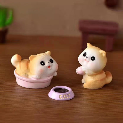 Resin Cute Naughty Cat Car Ornaments Micro Landscape Bonsai Decoration Desktop Creative Trinket Home Decoration Accessories
