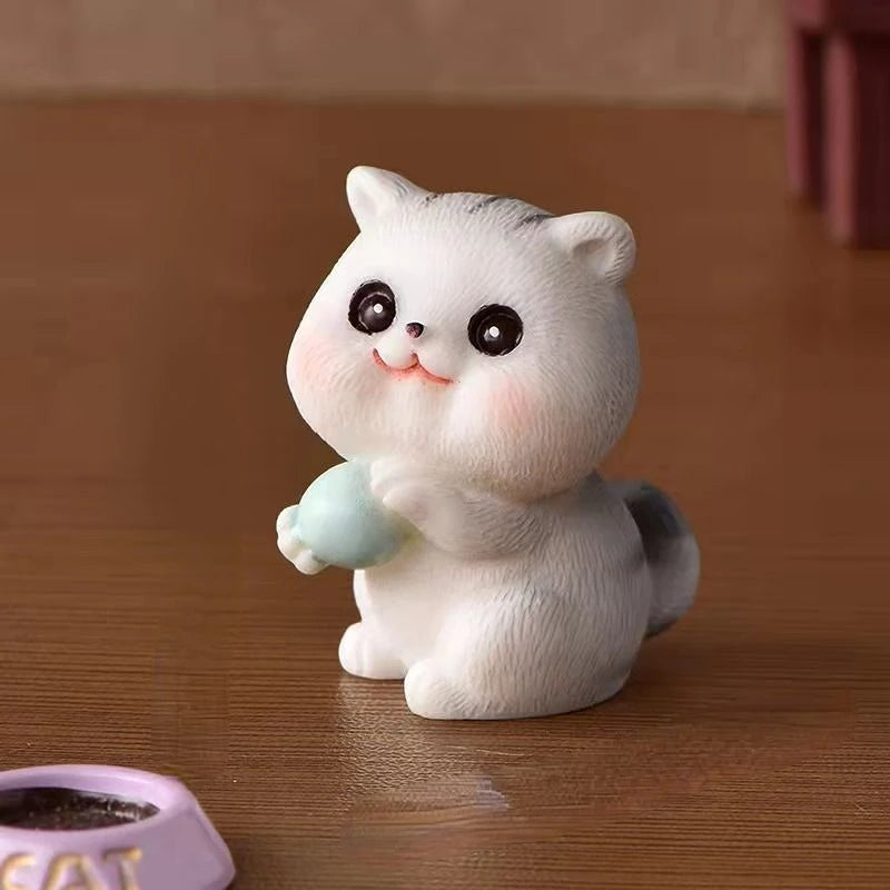Resin Cute Naughty Cat Car Ornaments Micro Landscape Bonsai Decoration Desktop Creative Trinket Home Decoration Accessories