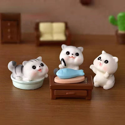 Resin Cute Naughty Cat Car Ornaments Micro Landscape Bonsai Decoration Desktop Creative Trinket Home Decoration Accessories