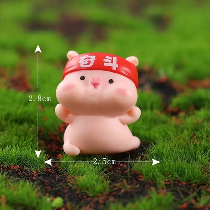 Resin Cute Pig Car Ornaments Micro Landscape Bonsai Decoration Desktop Creative Trinket Home Decoration Accessories Figurines