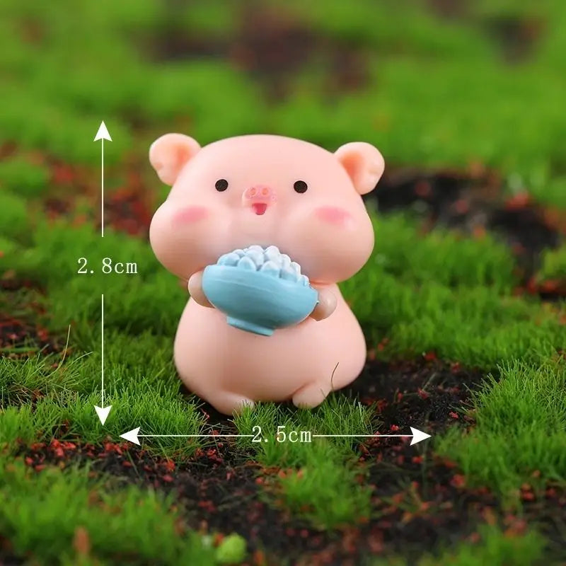 Resin Cute Pig Car Ornaments Micro Landscape Bonsai Decoration Desktop Creative Trinket Home Decoration Accessories Figurines