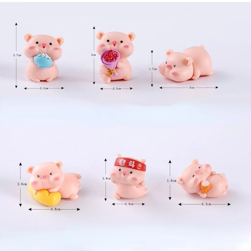 Resin Cute Pig Car Ornaments Micro Landscape Bonsai Decoration Desktop Creative Trinket Home Decoration Accessories Figurines