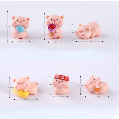 Resin Cute Pig Car Ornaments Micro Landscape Bonsai Decoration Desktop Creative Trinket Home Decoration Accessories Figurines