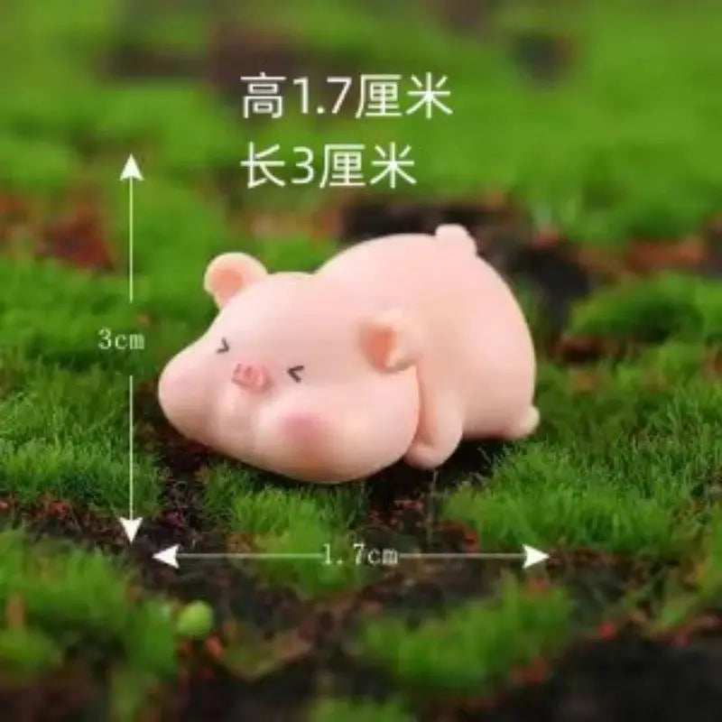 Resin Cute Pig Car Ornaments Micro Landscape Bonsai Decoration Desktop Creative Trinket Home Decoration Accessories Figurines