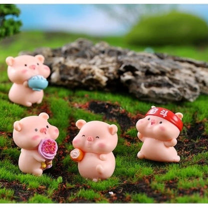 Resin Cute Pig Car Ornaments Micro Landscape Bonsai Decoration Desktop Creative Trinket Home Decoration Accessories Figurines