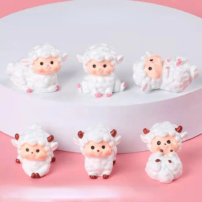 Resin Cute Sheep Car Ornaments Micro Landscape Bonsai Decoration Desktop Creative Trinket Home Decoration Accessories Figurines