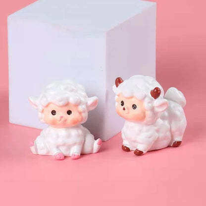 Resin Cute Sheep Car Ornaments Micro Landscape Bonsai Decoration Desktop Creative Trinket Home Decoration Accessories Figurines