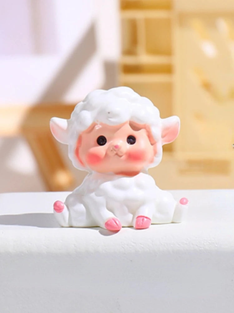 Resin Cute Sheep Car Ornaments Micro Landscape Bonsai Decoration Desktop Creative Trinket Home Decoration Accessories Figurines