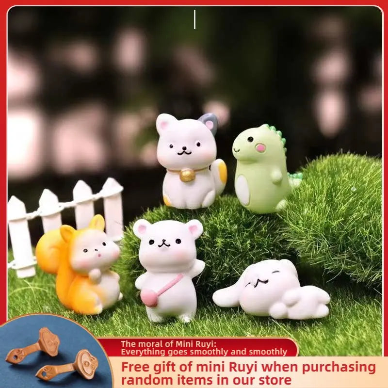Resin Cute Small Animal Car Ornaments Micro Landscape Bonsai Decoration Desktop Creative Trinket Home Accessories Figurines