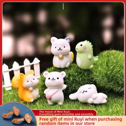 Resin Cute Small Animal Car Ornaments Micro Landscape Bonsai Decoration Desktop Creative Trinket Home Accessories Figurines