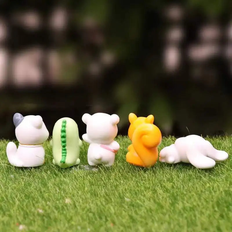 Resin Cute Small Animal Car Ornaments Micro Landscape Bonsai Decoration Desktop Creative Trinket Home Accessories Figurines