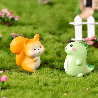 Resin Cute Small Animal Car Ornaments Micro Landscape Bonsai Decoration Desktop Creative Trinket Home Accessories Figurines