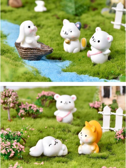 Resin Cute Small Animal Car Ornaments Micro Landscape Bonsai Decoration Desktop Creative Trinket Home Accessories Figurines