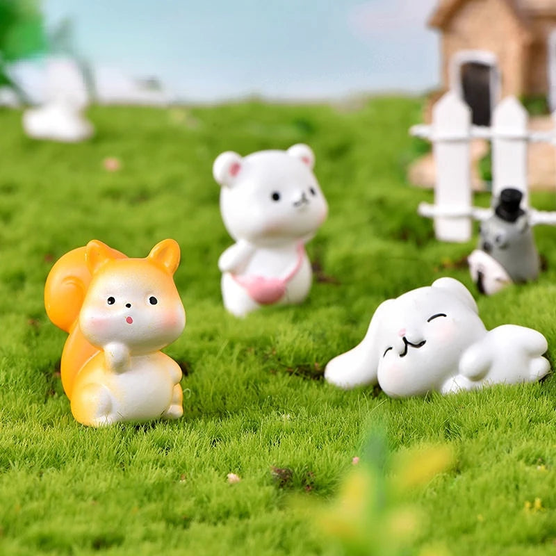 Resin Cute Small Animal Car Ornaments Micro Landscape Bonsai Decoration Desktop Creative Trinket Home Accessories Figurines