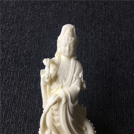 Resin Dragon Guanyin Bodhisattva Statue China Buddhist Figure Sculpture Home Room Office Feng Shui Statue 6.68 in