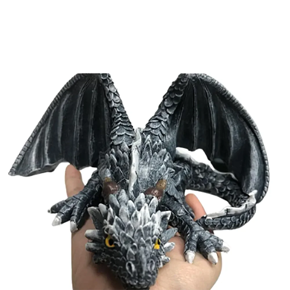 Resin Dragon Sculpture Black Big Squatting Dragon Sculpture Resin Crafts Statue